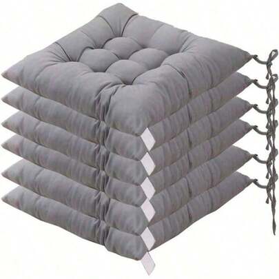 6 coussins de chaise carrés, coussin de siège 40x40, décoration d'intérieur, tapis rembourré, confortable et coloré, pour une utilisation intérieure et extérieure (gris)