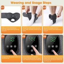 电动足踝按摩器，带加热功能，4档振动模式，缓解疲劳，1800mAh可充电电池 - 灰色 - 查看 10