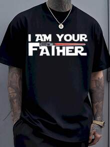 I Am Your Father Star Wars Inspired T-Shirt For Men Black Casual Graphic Tee With Lightsaber Design Unisex Fashion Top Birthday Gift Idea For Fans - Black - View 1