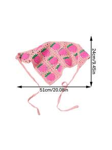 1件/2件装三角发带，女士针织头巾，草莓水果图案钩针发带，女士针织围巾头巾 - 彩色 - 查看 3