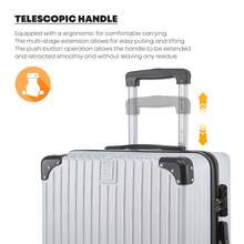 YONSLY Suitcase 20/24/28 Inch With TSA Lock, YKK Double Repair Zipper, 4 Wheels, 360° Rotation, Mesh Compartment, Lightweight Trolley Suitcase, Hard Shell Suitcase, Carry-On Luggage, Family Suitcase, Holiday Suitcase - 銀色 - 查看 7