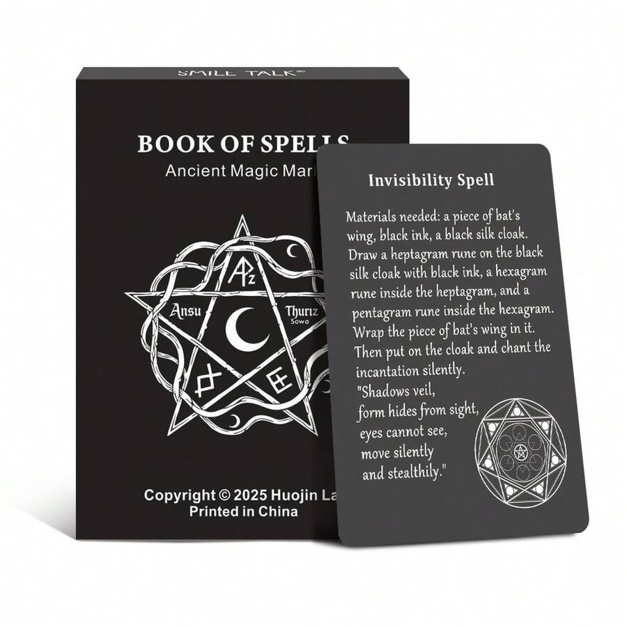 1 Box, HEART BRIDGE Magic Spell Card Game, Tabletop Leisure Game, Create And Explore Your Own Mysterious Magic And Spell , Collector's Item Small Gift, Magic Spell Themed Halloween/Christmas/Thanksgiving Gift, Suitable For Game Night. | 35 Cards | - Black - View 1