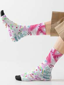 1 Pair 360 Degree Easter Socks For Men - Fully Printed With Personalized Graffiti Expressions, Soft, Comfortable, High Elasticity, Fashionable Casual Street Style, Suitable For Compression Socks, Valentine's Day Socks Or Maternity Loose Socks - Multicolor - View 5