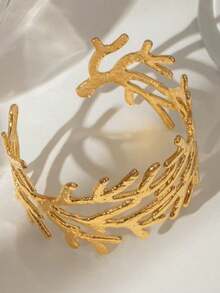 1pc Vintage Exaggerated Coral Textured Bracelet, Beach Holiday Accessory - Coral - View 2