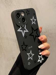 Star 1件装黑色和灰色五角星简约个性化TPU防震全包手机壳，兼容 17、16、15、14、13、12、11 Pro Max、Air和系列，国际版，非国内版 - 彩色 - 查看 3