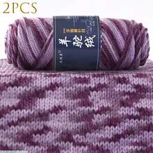 2 piezas/200g Hilo de mezcla de lana de alpaca suave y de grosor medio, adecuado para tejer, hacer punto, suéteres, chaquetas, chalecos, chales, bufandas, sombreros, proyectos de manualidades DIY - multicolor - Ver 10