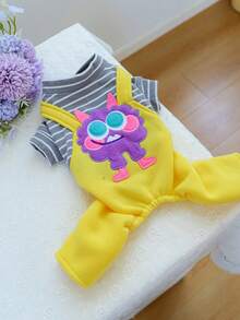 PETCIRCLE 1 bộ quần áo liền thân cho thú cưng, quần yếm kiểu dáng quái vật Dopamine mùa xuân/hè mới - màu vàng - Màu vàng - Xem 5