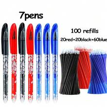 33 piezas Juego de bolígrafos de gel borrables, incluye 2 bolígrafos + 30 recambios + 1 borrador, 0.5mm, bolígrafos de tinta negra/azul/roja, suministros de escritura y papelería - Multicolor - Ver 21