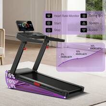 CURSOR FITNESS 4 In 1 Treadmill With 16% Auto-Incline, Foldable Home Treadmill With 3-Level Adjustable Height And Quiet 3.5 HP Motor, Max. 400LBS - US B Type Plug(110-127V) - View 5