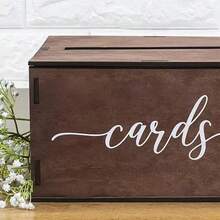 Hộp đựng thiệp gỗ cổ điển với chữ "Card" - Hộp đựng thiệp cưới trang nhã, hộp quà trang trí cho tiệc cô dâu, tiệc sinh nhật và lễ tốt nghiệp. - A - Xem 3