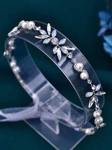 1pc Elegant Rhinestone Bridal Headband Handmade Beaded Women's Headpiece Suitable For Wedding Party Easter - Multicolor - View 4