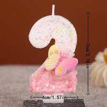 1pc Shiny Pink Butterfly Number Birthday Candle, Suitable For Anniversary, Graduation, Birthday Party, DIY Crafts, Back To School, Valentine's Day And Other Occasions - Birthday Candle Number - View 3