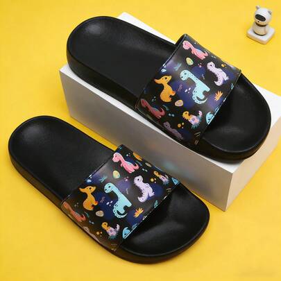Dép trẻ em hình khủng long hoạt hình nhiều màu sắc, dép xốp, kiểu dáng động vật dễ thương, nhẹ và thoáng khí, dùng hàng ngày cho bé trai/bé gái, dép đi trong nhà tắm, dép chống trơn trượt ngoài trời.