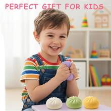 Dumpling Squishy Stress Ball, Handmade Pressure Squishy Dumpling, Cute Anxiety Relief Fidget Toy, With Steamer Box, Soft Squeeze Toys For Adults & Kids Classroom Prizes & Party Favors. - 2 PCS Random Color - 查看 6