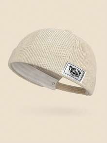 Unisex Skull Logo Vintage Corduroy Fisherman Cap, Adjustable Brimless Hat, Retro Casual Streetwear Sailor Cap, Versatile For All Seasons,Summer,Beach,Holiday - K - View 12
