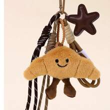 Bag Charm In The Shape Of A Croissant, Hamburger, And Plush Toy; Braided Chain For Men's Pants; Keychain With Chain For Women's Hip-Hop Style Cargo Pants. - Brown - View 3