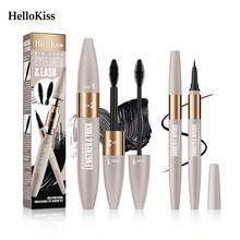 HelloKiss Bộ 2 sản phẩm mascara và kẻ mắt chống thấm nước lâu trôi, mascara làm dày và cong mi, kẻ mắt mịn màng không lem, phù hợp cho người mới bắt đầu, sử dụng hàng ngày, dự tiệc, ngày lễ, quà tặng Ngày của Mẹ. - màu đen - Xem 9
