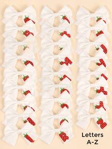 2个装 26个字母草莓刺绣发夹，可爱水果发卡，柔软面料鳄鱼夹，适合婚礼、生日派对、日常佩戴，甜美草莓发卡，节日礼物，婴儿发饰 - 彩色 - 查看 2