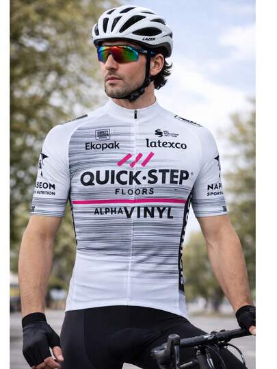 ETIXXL Men'S INEOS Cycling Jersey - Black & Blue, Stretch Short Sleeve Round Neck Zip-Up With Geometric Pattern, Breathable For Summer Outdoor Activities, Casual Sportswear | Sporty Casualwear | Zippered Top White