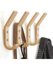 1个木质壁挂式挂钩，橡木简约设计，结实耐用，可作衣帽钩，乡村风格壁挂式木质衣架挂钩 - 彩色 - 查看 3