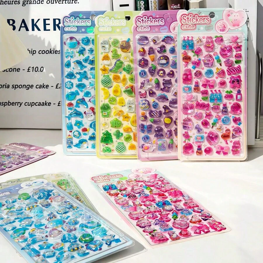 Kids DIY Solid Embossed 3D Stickers, Self-Adhesive Craft Paper, Freestyle Stick-On Layered Embossed Stickers - Multicolor - View 1