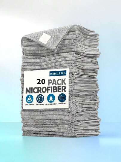 1/5/10/20pcs Ultra-Fine Fiber Grey/Black Cleaning Cloth, High Performance - No Shedding - No Scratching - Super Absorbent Towel, Woven Material, Cleaning Dirt And Liquid, Household Kitchen Dishcloth, Car Cleaning Rag