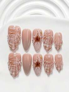 10pcs/Set Valentine's Day Handmade Nail Art Kit, Includes White Flower & Bow Decor, White & Red Gel Nails, French Polka Stickers, Heart Painting, Silver Beads Embedded, 3 Sizes Available: Almond/Square/Coffin Shape, With Set, Suitable Sweet Ladies & Girls, Valentine's Day/Party/Daily Wear Nail Supplies Handmade Press On Nails - 多色 24 - 查看 4