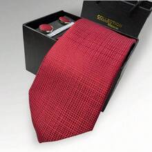 DOZE GOLDEN Premium Quality Traditional Tie Set For Events And Weddings. - 3 Rojo - Ver 3
