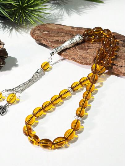 1条穆斯林多色33珠流苏手链，时尚祈祷念珠装饰双用途男士手链