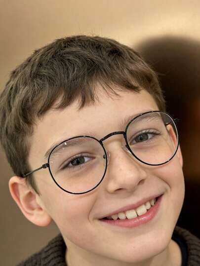 1 Pair Round High-Quality Metal Frame Children's Blue Light Blocking Glasses, Back To School, Suitable For Daily Use For Boys And Girls, Prevent Visual Fatigue, For Computer, TV, Gaming And Smartphone, Transparent Lens Fashion Eyewear