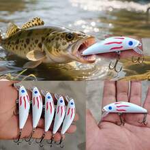 5pcs/1pc Professional Grade Solid White Sinking Minnow Lures, Lure Set, Designed Specifically For Bass And Trout, Suitable For Freshwater And Saltwater - Multicolor - View 2