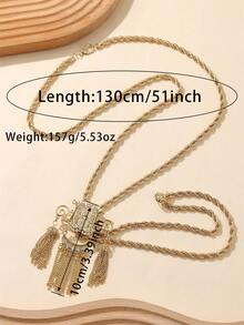 1 mặt dây chuyền nữ Algeria, đính đá lấp lánh, trang sức cao cấp phong cách cung đình, phụ kiện cô dâu dự tiệc. - Vàng - Xem 11