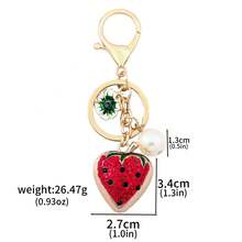 1 chiếc móc khóa/phụ kiện trang trí túi xách hình trái cây giả đính đá lấp lánh dễ thương: dứa, dâu tây, thanh long, vải. - Nhiều màu - Xem 18