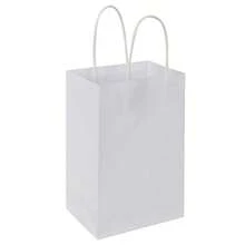 OLKK 100 Pack 5.25x3.25x8.25 Inch Small Wh Kraft Paper Bags With Hand Bulk For Birthday  Party Favors Grocery Retail Shong Busi Goody Craft Gift Bags Cub Sacks 100pcs Count - Trắng - Xem 6