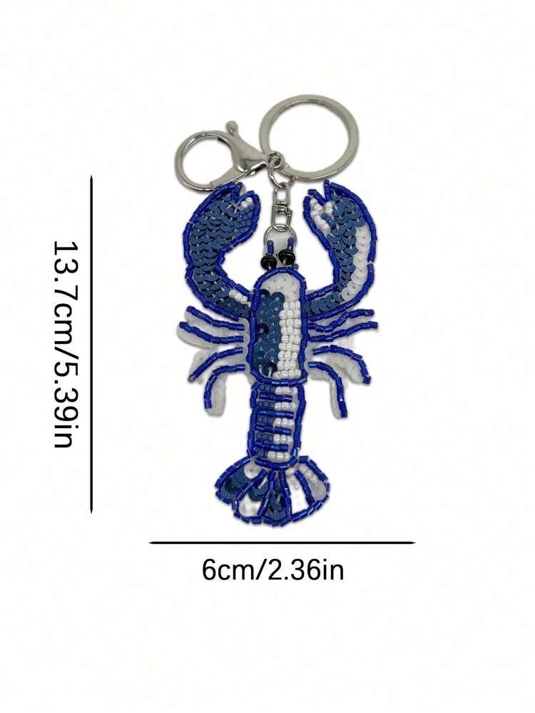 Starfish, Ocean, Sea Turtle, Lobster, Shell Bag Charm, Summer Ocean Style Cute Versatile Fully Rhinestone Bag Pendant - Multicolor - View 8