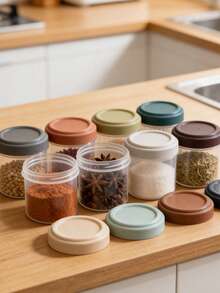 Mini Container With Squeeze Lid - Circular Sauce Jar Suitable For Seasonings, Honey, Sauces, Small Gifts - Multipurpose And Food Storage, Portion Control, Suitable For Coffee, Tea, Seasonings And Dry Goods, Kitchen Organization And Storage, Kitchen Accessories - Multicolor - View 6
