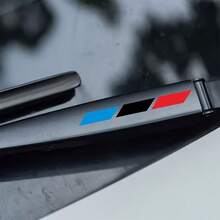 2pcs Blue Or Red Car Windshield Wiper Stickers | Auto Decorative Decals, Car Body Scratch Protection Cover, Self-Adhesive Vinyl Material, Matte Finish - 2pcs - View 2