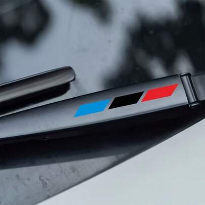 2pcs Blue Or Red Car Windshield Wiper Stickers | Auto Decorative Decals, Car Body Scratch Protection Cover, Self-Adhesive Vinyl Material, Matte Finish