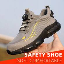 Ding gu Safety Shoes Industrial Safety Shoes Safety Boots Function Trainers Outdoor Work Shoes Men's Puncture Proof Steel Toe Anti-Smash Non-Slip Shock Absorbing Work Safety Shoes - 灰色 - 查看 14