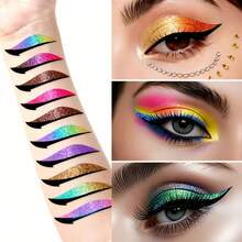 Plusieurs styles disponibles, faux cils de scène européens et américains, autocollants de maquillage pour les yeux en position C pour les fêtes, strass pailletés pour les yeux de boîte de nuit avec maquillage des yeux, maquillage des yeux pailleté de scène européen et américain - Multicolore - Voir 3