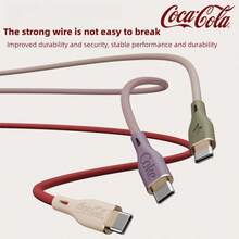 Coca-Cola C-1 USB C To C Fast Charging Cable, 60W High-Speed Charger Cord With Smart Chip, & Leak-Proof Design, Compatible With Laptop, Tablet, Phone, Switch - Olive Green - View 8