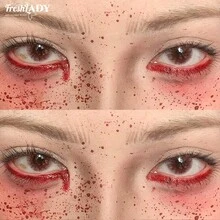 FRESH LADY 1 Pair Halloween , Red & Brown Cosmetic Lenses, Anime Eye Makeup, Role Playing, Cosplay Party, Festival Event Dress Up, Yearly Use,14.50 Mm - Brown - View 4