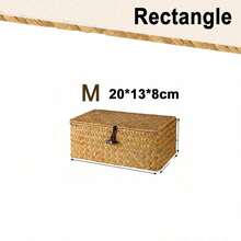 1pc Woven Storage Basket With Lid, Rectangular Wicker Storage Box, Toy Storage Box With Lid, Elegant Home Decor, Kitchen, Bathroom, Bedroom Decor, New Year & Valentine's Day Gift - Brown - View 15