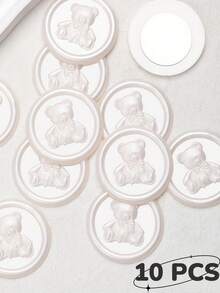 10/30/50/100 pièces Autocollants de cachet de cire d'ours mignons, autocollants de cachet de cire adhésifs, autocollants de cachet d'enveloppe, sceaux d'enveloppe autocollants dorés pour cadeaux, cartes d'action de grâce, emballage cadeau, invitations de mariage et de fiançailles, fête d'anniversaire, Noël - Ours mignon - Voir 18