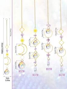 1件装天空水晶风铃，饰有太阳、月亮、星星吊坠和紫色水晶珠，波西米亚风格彩虹水晶悬挂装饰，适用于客厅、卧室、灵修空间、能量疗愈、瑜伽、波西米亚家居装饰，天空水晶能量吊坠，有助于灵性成长，太阳和月亮主题风铃吊坠，饰有星星和水晶饰品，适合家居装饰。 - 款式L - 查看 8