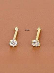 2 chiếc/1 chiếc khuyên mũi bạc 925 Sterling Silver đính đá Cubic Zirconia cổ điển (2-10mm) không gây dị ứng, bạc nguyên chất, phù hợp cho cả nam và nữ, khuyên mũi đá lớn, trang sức xỏ mũi đơn giản làm thủ công. - Vàng - Xem 13