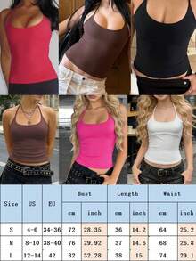 2026 Womens Spaghetti Strap Scoop Neck Halter Tops Backless Tank Tops Summer Sleeveless Slim Fitted Going Out Camisole Tank Shirts - 白色 - 查看 2