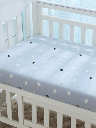 1pc Crib Fitted Sheet In Cotton Gauze, Light And Airy, Soft & Skin-Friendly Material, Suitable For Babies, Easy To Wash And Machine Washable , Fits Baby Crib Mattress Size 80*40cm/120*60cm