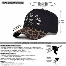 1Piece Men GOD IS GOOD Letter Bow Embroidered Leopard Two Tone Baseball Cap Outdoor Adjustable Sunscreen Leisure Hat Spring Autumn Travel Tourism Beach Vacation - 彩色 - 查看 2