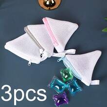 1/3pcs Zipper Closure Laundry Bag With Thick Mesh Design - Holds Detergent, Softener, Shoes For Perfect Laundry Room Organization, Storage Solution For Delicates, Underwear, Hosiery, Washing Machine Accessories, Home Essentials - Multicolor - View 9